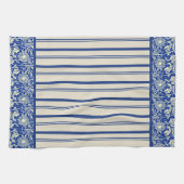 Sortaの青いさらさのストライプ(台所タオル) キッチンタオル (横)