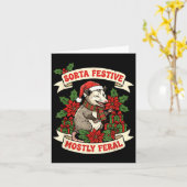 Sorta Festive Mostly Feral Ossum Funny Christmas H カード (黄色い花)
