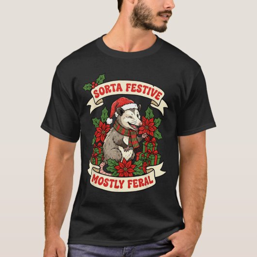 Sorta Festive Mostly Feral Ossum Funny Christmas H Tシャツ (正面)
