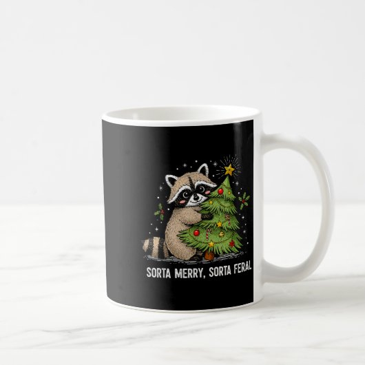 Sorta Merry Sorta Feral Christmas Raccoon Trash Pa コーヒーマグカップ (右)