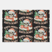 Sorta Merry Sorta Scary Skeleton Christmas Xmas ラッピングペーパーシート (正面)