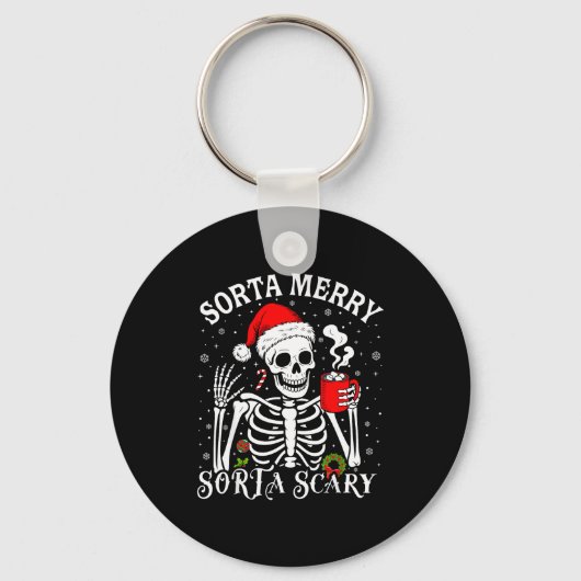 Sorta Merry Sorta Y Retro Skeleton Hot Cocoa Chris キーホルダー (正面)