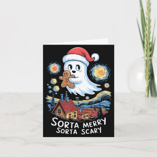 Sorta Merry Sorta Y Santa Ghost Christmas Gingerbr カード (正面)