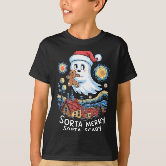 Sorta Merry Sorta Y Santa Ghost Christmas Gingerbr Tシャツ (正面)