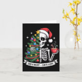 Sorta Merry Sorta Y Santa Skeleton Cocoa Christmas カード (黄色い花)