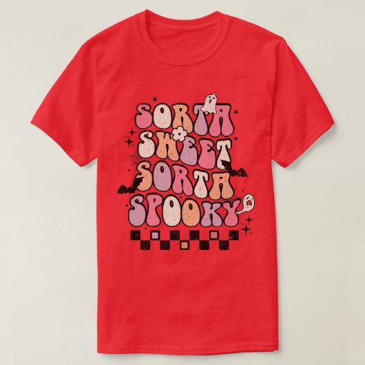 Sorta Sweet Sorta Spooky Retro Groovy Funny Hallow Tシャツ (デザイン正面)
