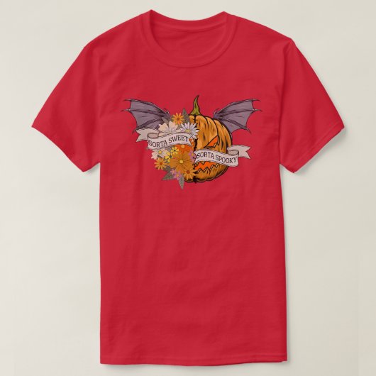 Sorta Sweet Sorta Spooky Scary Bat Pumpkin Hallowe Tシャツ (デザイン正面)