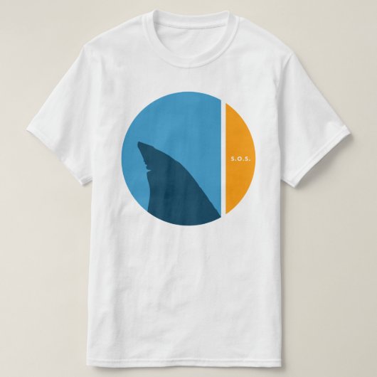 SOSの保存は私達の海私達の鮫の円を救います Tシャツ (デザイン正面)