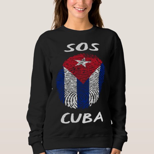 SOS Cuba Cuban DNA  Cuba Libre Freedom & Libertad スウェットシャツ (正面)
