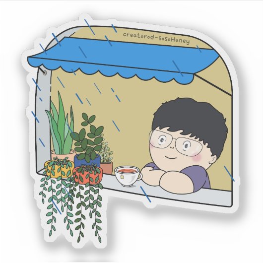 SosoHoney(38)雨 シール (正面)