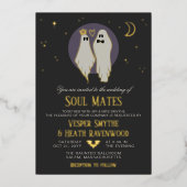 Soul Mates Halloween Haunted Ghost Wedding 箔招待状 (正面)