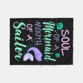 Soul Of A Marmaid Mouth Of A Sailor - Funny Mermai フリースブランケット (正面(横))