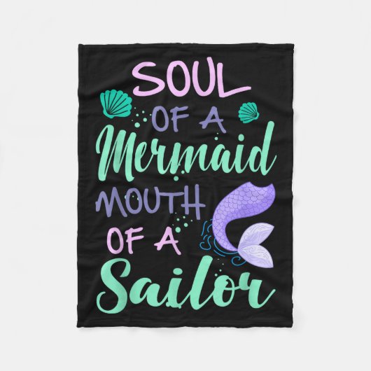 Soul Of A Marmaid Mouth Of A Sailor - Funny Mermai フリースブランケット (正面)