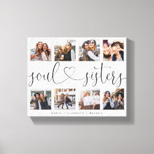 Soul Sisters Script Gift For Friends Photo Collage キャンバスプリント