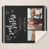 Soul Sisters Three Photo Black and White シェルパブランケット (正面(横))