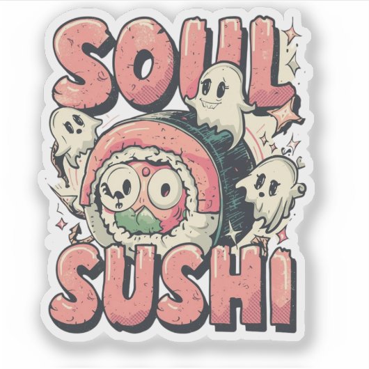Soul Sushi Funny Halloween Sushi Pun  シール (正面)
