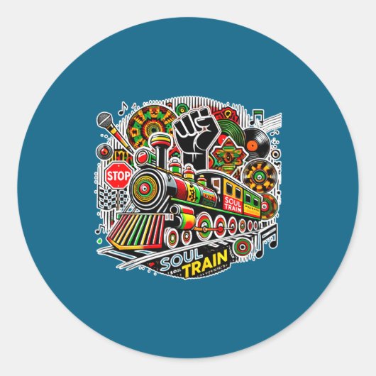 Soul Train African American Melanin Africa Black H ラウンドシール (正面)