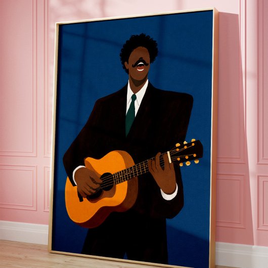 Soulful Guitar Player Wall Art Print | Modern Folk ポスター