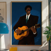 Soulful Guitar Player Wall Art Print | Modern Folk ポスター