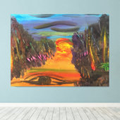 Soulful Horizon Hand Painted Design キャンバスプリント (インサイチュ (ウッドフロア))