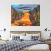 Soulful Horizon Hand Painted Design キャンバスプリント (インサイチュ (寝室))
