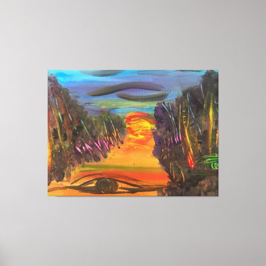 Soulful Horizon Hand Painted Design キャンバスプリント (正面)