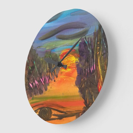 Soulful Horizon Hand Painted Design ラージ壁時計 (傾斜)