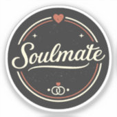 Soulmate Retro Love Minimal (Dark) Couple Matching シール (正面)