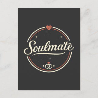 Soulmate Retro Love Minimal (Dark) Couple Matching ポストカード