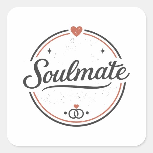 Soulmate Retro Love Minimal(Light) Couple Matching スクエアシール (正面)