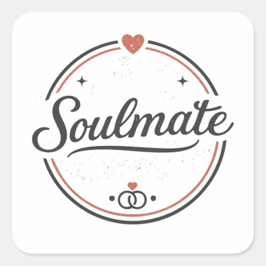 Soulmate Retro Love Minimal(Light) Couple Matching スクエアシール (正面)