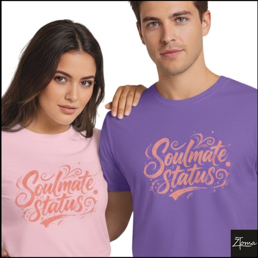 Soulmate Status Brush Script Grunge Art Tシャツ