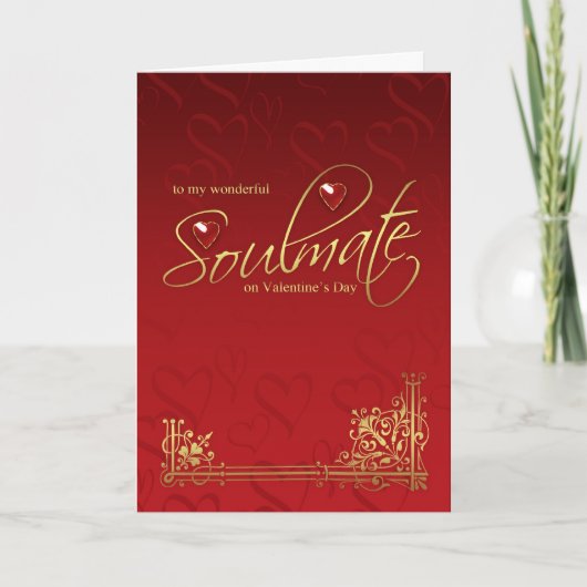 Soulmate Valentine's Day Card – 赤に金ゴールド効果 シーズンカード (正面)