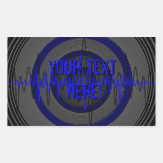 Sound Blue Dark 'Your Text'シール長方形 長方形シール (正面)