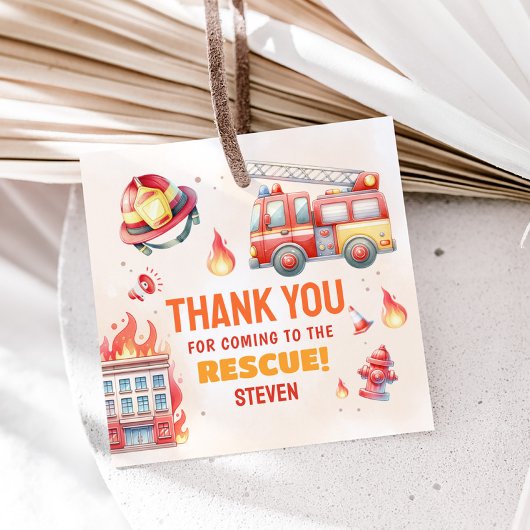 Sound the Alarm Fire Truck Baby Shower フェイバータグ