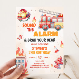 Sound the Alarm Fire Truck Baby Shower 招待状