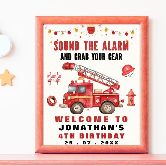 Sound the Alarm! Firefighter Birthday Boy ポスター