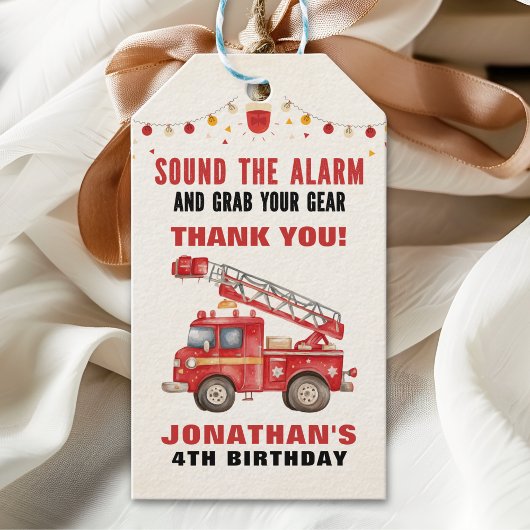 Sound the Alarm! Firefighter Birthday Boy Party ギフトタグ