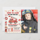 Sound the Alarm! Firefighter Birthday Boy Photo 招待状 (正面)
