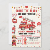 Sound the Alarm! Firefighter Birthday for Boys 招待状 (正面)