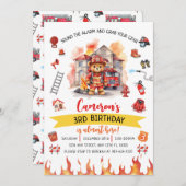 Sound the Alarm Firetruck Birthday Invitation 招待状 (正面/裏面)