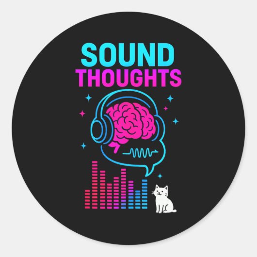 Sound Thoughts Stoic Philosophy Minimalist Slogan  ラウンドシール (正面)