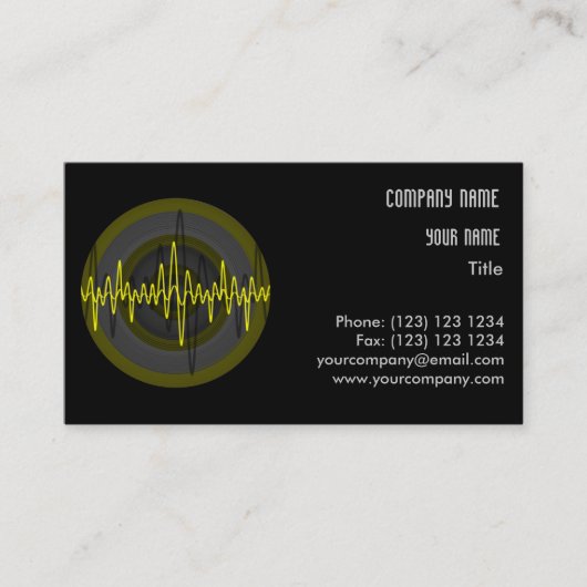 Sound Yellow Dark Round名刺テンプレート 名刺 (正面)