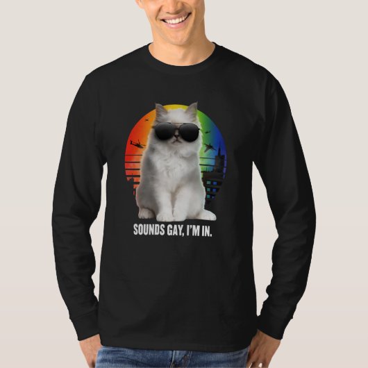Sounds Gay I'm In Rainbow Cat Gay Pride Sunset Ret Tシャツ (正面)