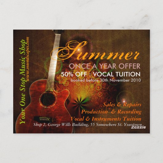 SoundScapesミュージックギタープロモーション葉書 ポストカード (裏面)