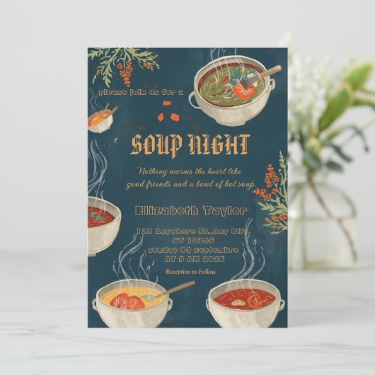 Soup Night Dinner Party Invitations 招待状 (スタンド正面)
