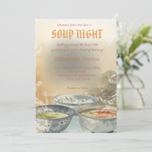 Soup Night Dinner Party Invitations 招待状 (スタンド正面)