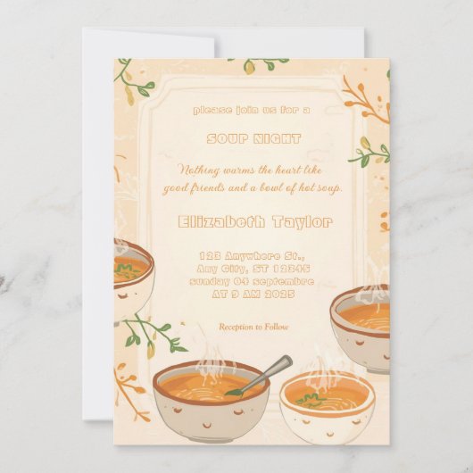 Soup Night Dinner Party Invitations 招待状 (正面)