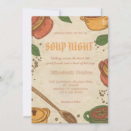 Soup Night Dinner Party Invitations 招待状 (正面)