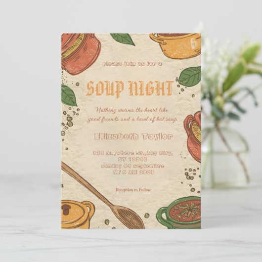 Soup Night Dinner Party Invitations 招待状 (スタンド正面)